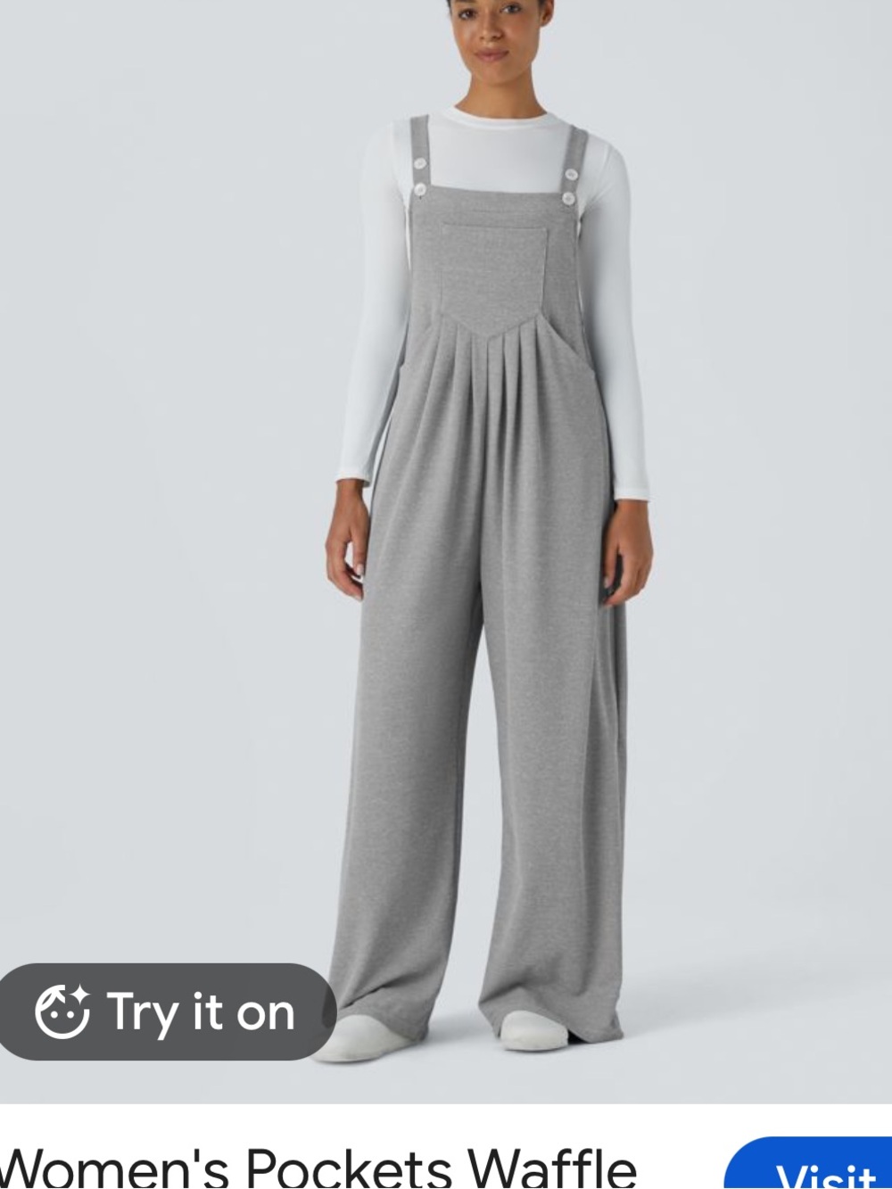 HALARA Gray Waffle Wide-Leg Jumpsuit Overalls